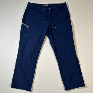 L-RL Lauren Active Pants Capri Blue Drawstring Waist Cargo Pockets Casual Size 8